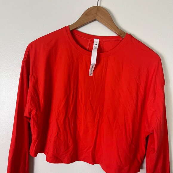 Lululemon Athletic Muscle Love Long Sleeve Shirt Autumn Red Women’s Size 4 - Picture 3 of 8